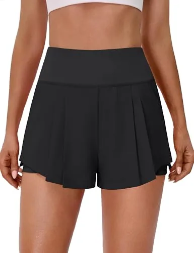 2 in 1 Running Shorts High Waisted Athletic Workout Flowy